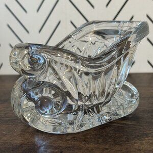 Vintage International Silver Crystal 24% Lead Christmas Sled Crystal Holiday USA